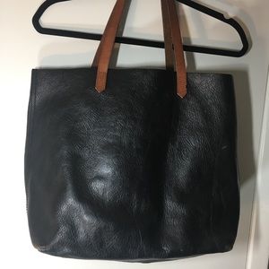 Black J. Crew Leather Tote Bag